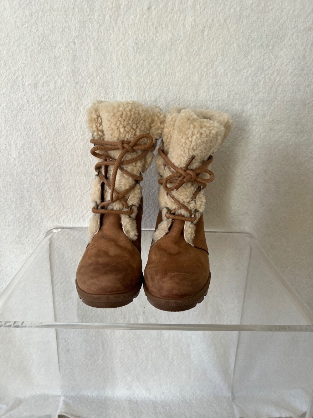 Sorel Joan of Arctic Wedge II Sherling Women's Boots Camel Brown Size 9